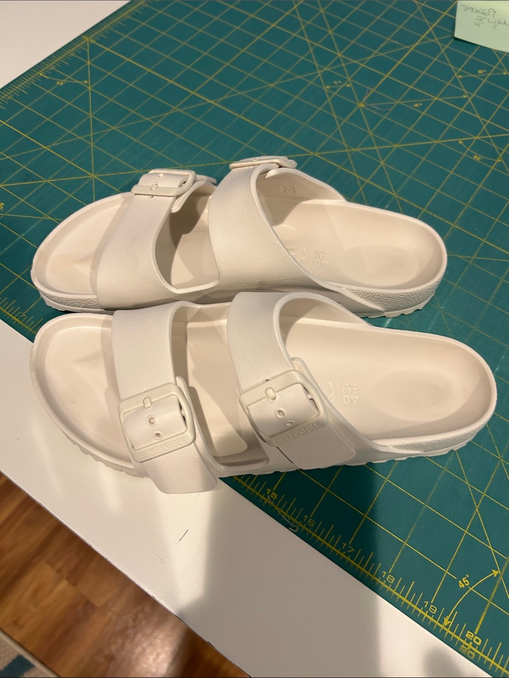 Birkenstock White Double Buckle Slides